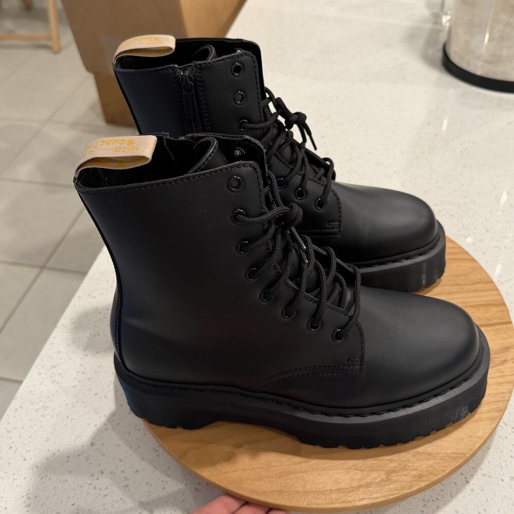Dr. Martens Boots Womens 11 Jadon II Mono Black Platform Sole Combat Zip Lace Up